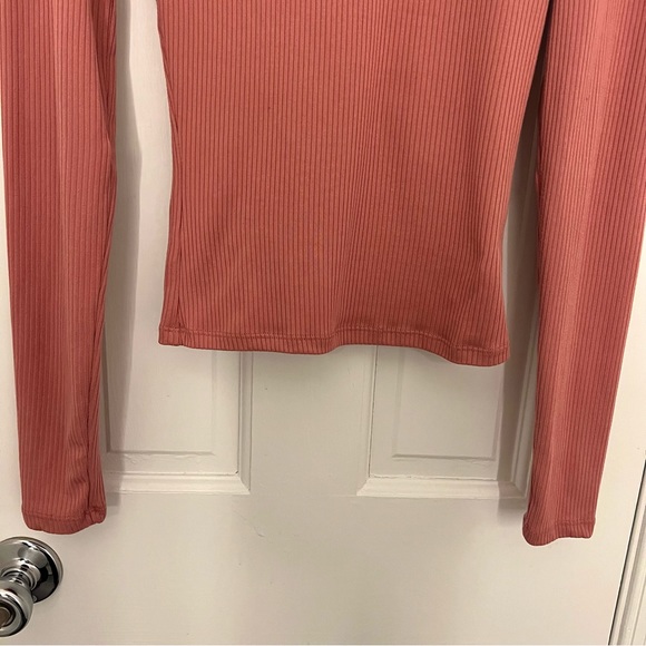 Rue21 Ribbed Long Sleeve V Neck Top, Pink Button Vneck Shirt with Sleeves Rib - Picture 8 of 8